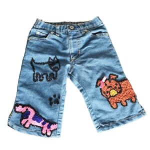 Old Navy Blue and Black Jeans with Fun Animal Patches